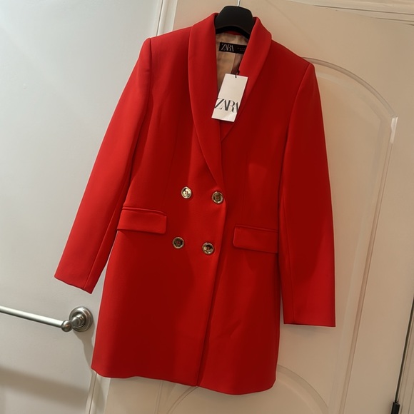 Zara Double Breasted Long Blazer Red Bloggers Favorite - Picture 15 of 15